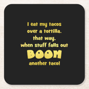 Posavasos Cuadrado De Papel Chiste divertido de tortilla Boom