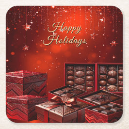 Posavasos Cuadrado De Papel Chocolate Candy Holiday Paper Coaster