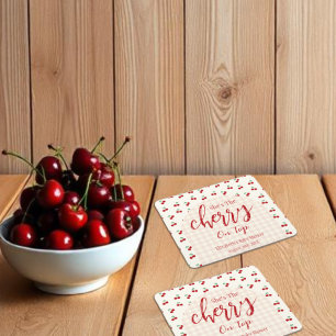 Posavasos Cuadrado De Papel Chorreada de Bebé Cerezas