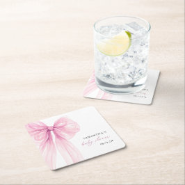 Posavasos Cuadrado De Papel Chorreada Rosa Moderna Baby Shower