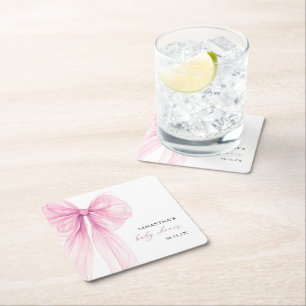 Posavasos Cuadrado De Papel Chorreada Rosa Moderna Baby Shower 