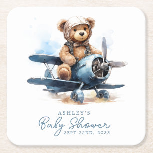 Posavasos Cuadrado De Papel Chorro de agua de avión del osito de peluche Baby 
