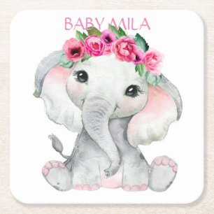 Posavasos Cuadrado De Papel Chorro de Elefante Bebé