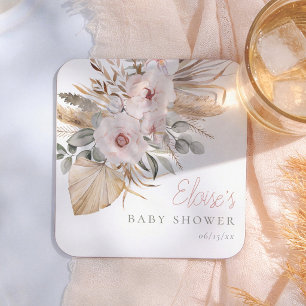 Posavasos Cuadrado De Papel Chorro de Pampas Chica del Desierto Boho Shower de