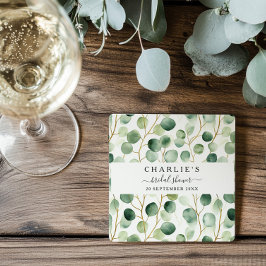 Posavasos Cuadrado De Papel Chorro Nupcial de Verde Elegante Moderno
