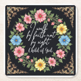 Posavasos Cuadrado De Papel Christian Bible-Inspired Floral