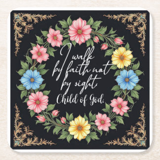 Posavasos Cuadrado De Papel Christian Bible-Inspired Floral