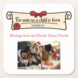 Posavasos Cuadrado De Papel Christian Scroll Isaiah 9 6 Religious Custom Photo