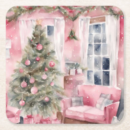 Posavasos Cuadrado De Papel Christmas