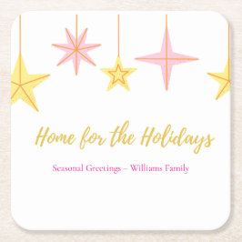 Posavasos Cuadrado De Papel Christmas Coaster with Holiday Motifs