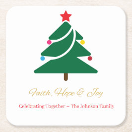 Posavasos Cuadrado De Papel Christmas Coaster with Holiday Motifs