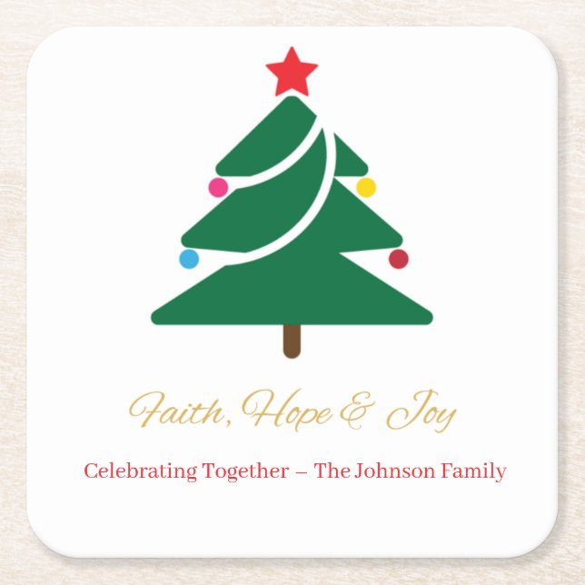 Posavasos Cuadrado De Papel Christmas Coaster with Holiday Motifs (Anverso)