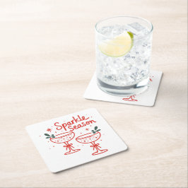 Posavasos Cuadrado De Papel Christmas Cocktails Sparkle Season 