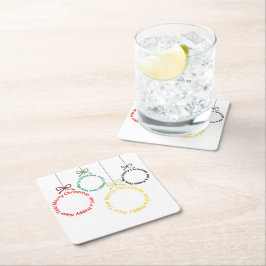 Posavasos Cuadrado De Papel Christmas Ornaments Text Design