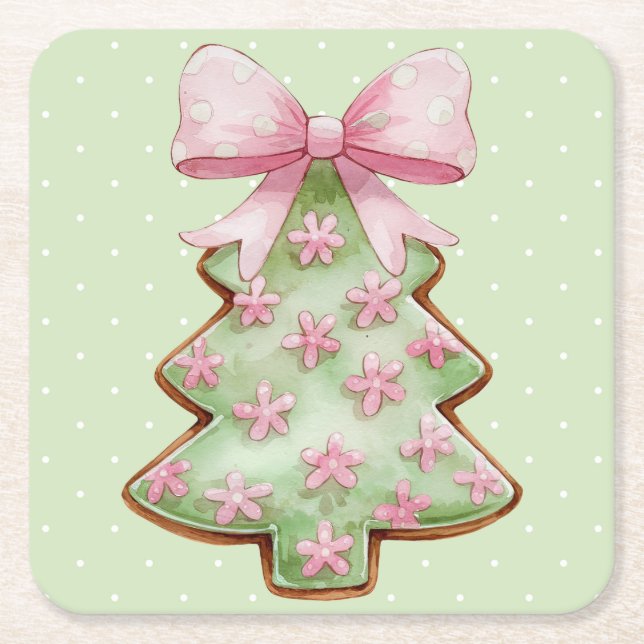 Posavasos Cuadrado De Papel Christmas Paper Coaster (Anverso)