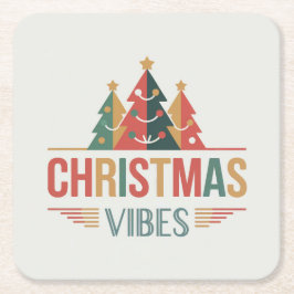 Posavasos Cuadrado De Papel Christmas Vibes Square Coaster Set