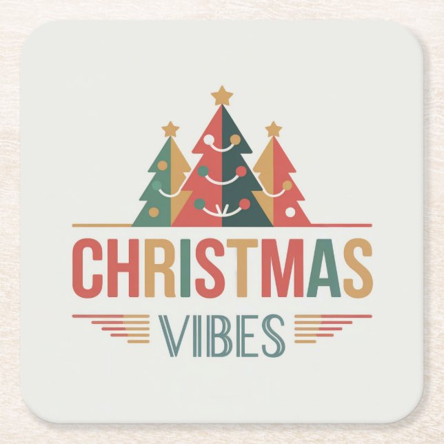 Posavasos Cuadrado De Papel Christmas Vibes Square Coaster Set (Anverso)