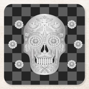 Posavasos Cuadrado De Papel Chrome Calavera Watch
