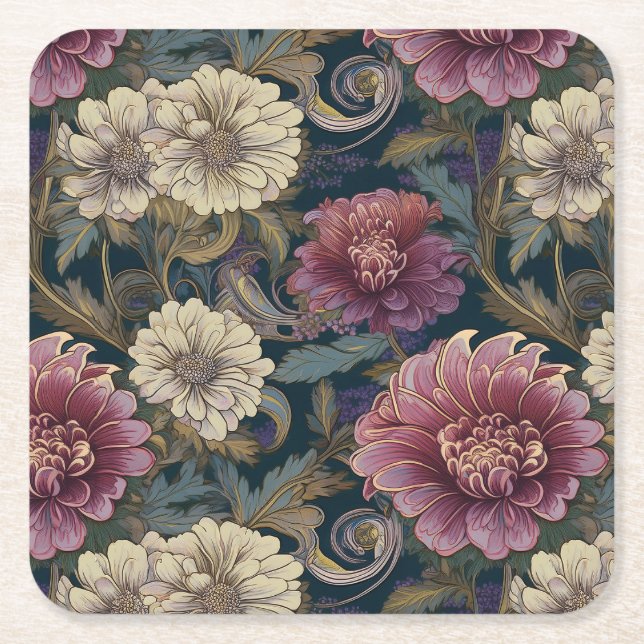 Posavasos Cuadrado De Papel Chrysanthemum Coaster (Anverso)