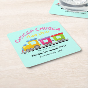 Posavasos Cuadrado De Papel Chugga Choo Tren Personalizado Temático Segundo Cu