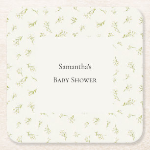 Posavasos Cuadrado De Papel Chupete Floral Ducha de Bebé