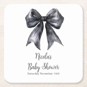 Posavasos Cuadrado De Papel Chupetón Negro Coquette Baby Shower