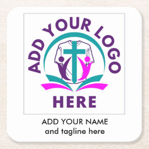 Posavasos Cuadrado De Papel Church Business AGREGAR TU LOGO