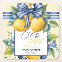 Ciao Baby Blue Bow Tile Lemon Baby Shower