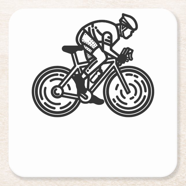 Posavasos Cuadrado De Papel ciclista de velocidad (Anverso)