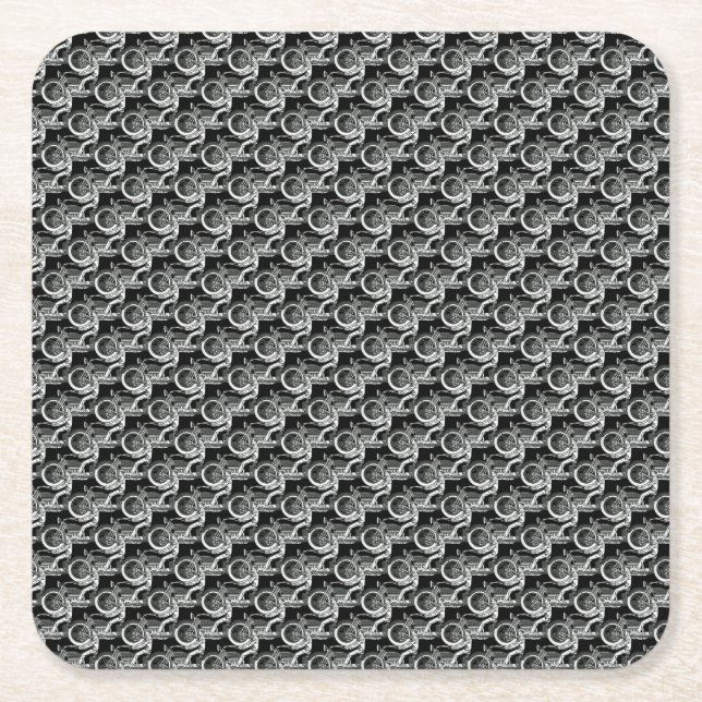 Posavasos Cuadrado De Papel Ciclo antiguo de motociclismo de época (Anverso)