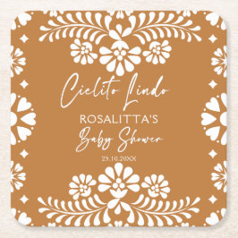 Posavasos Cuadrado De Papel Cielito lindo terracota ducha mexicana