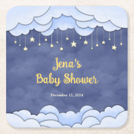 Posavasos Cuadrado De Papel Cielo azul con estrellas colgantes -