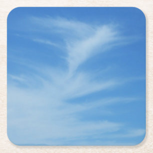 Posavasos Cuadrado De Papel Cielo azul con nubes blancas resumen foto natural