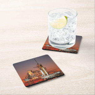 Posavasos Cuadrado De Papel Cielo rojo para el lanzamiento del transbordador e