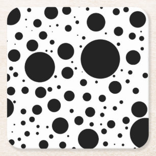 Posavasos Cuadrado De Papel Cientos de puntos y círculos negros de diferentes