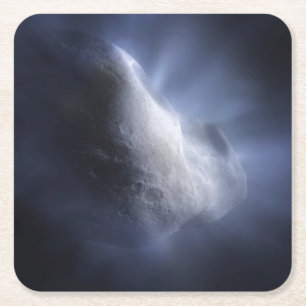 Posavasos Cuadrado De Papel Cierre Ilustrativo Del Comet Tempel.