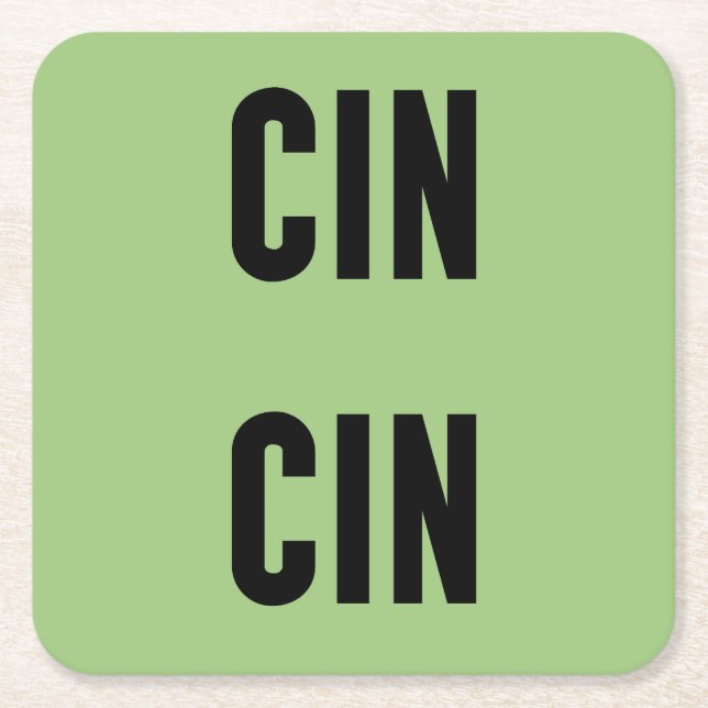 Posavasos Cuadrado De Papel Cin Cin Typography (Anverso)