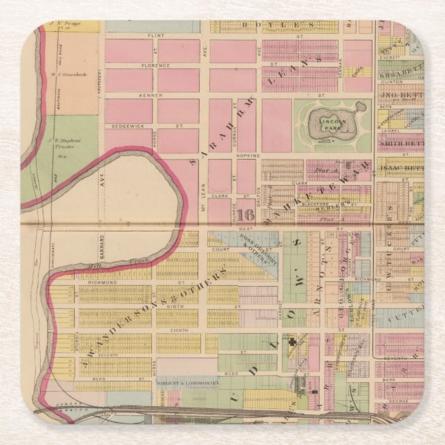 Posavasos Cuadrado De Papel Cincinnati, Ohio 2 (Anverso)