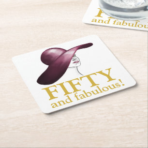 Posavasos Cuadrado De Papel Cincuenta y Fabulosa Mujer Elegante