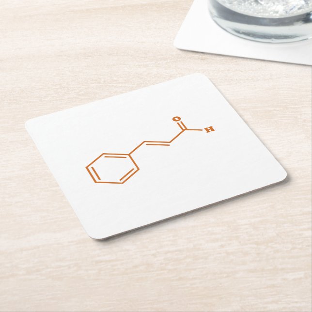 Posavasos Cuadrado De Papel Cinnamaldehído Fórmula química molecular (En perspectiva)