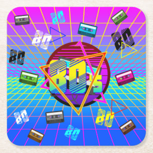 POSAVASOS CUADRADO DE PAPEL CINTA DE CASSETTE DE LA ESCUELA ANTIGUA RETRO DE L