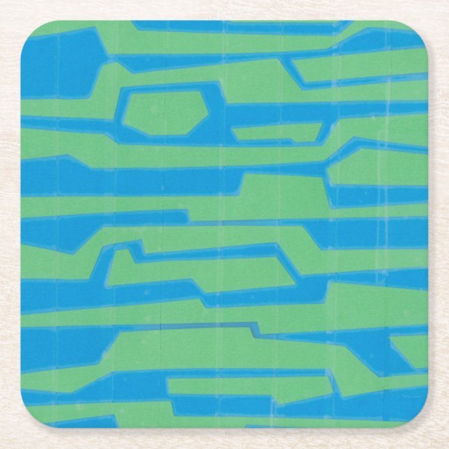 Posavasos Cuadrado De Papel Circuito moderno V (Anverso)