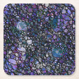 Posavasos Cuadrado De Papel Círculos abstractos dibujados a mano, azul, morado