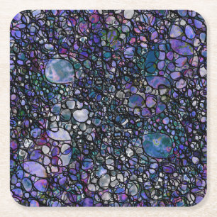 Posavasos Cuadrado De Papel Círculos abstractos dibujados a mano, azul, morado
