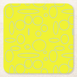 Posavasos Cuadrado De Papel Círculos amarillos y bucles Mousepad
