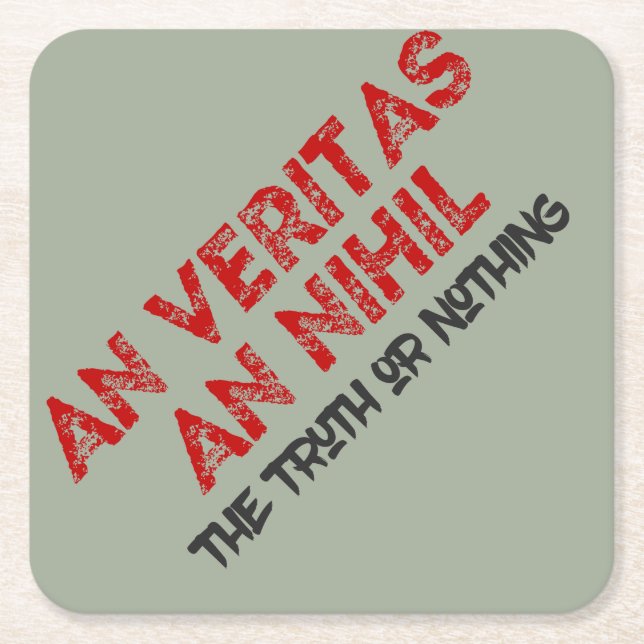 Posavasos Cuadrado De Papel Cita de la verdad latina (Anverso)