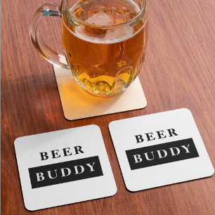 Posavasos Cuadrado De Papel Cita divertida de Black Beer Buddy Black