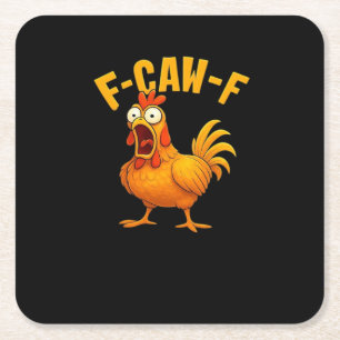 Posavasos Cuadrado De Papel Cita divertida esencial de pollo F-Caw-F