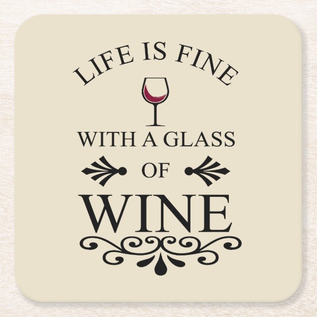 Posavasos Cuadrado De Papel Cita divertida para beber vino (Anverso)