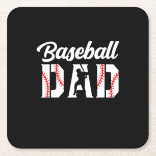 Posavasos Cuadrado De Papel Citas de abuelo Papá de béisbol